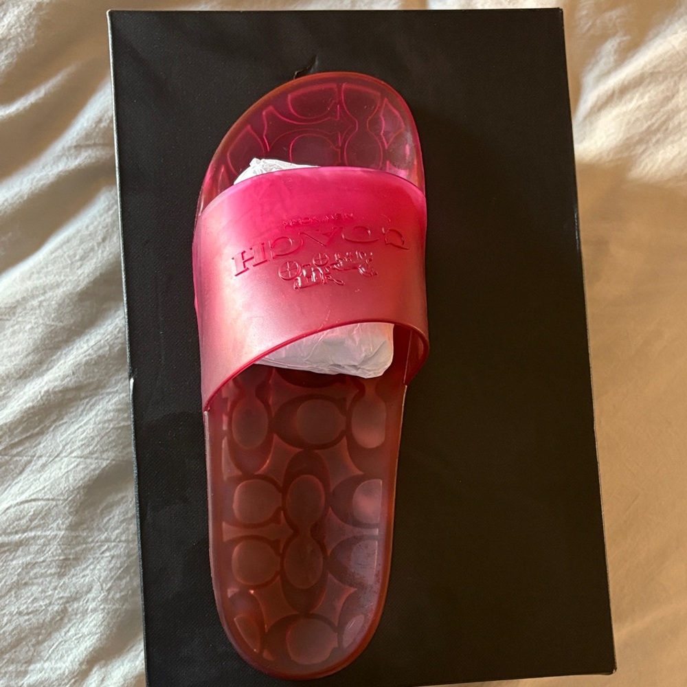 Coach Vibrant Pink Slide Sandals NEW in box